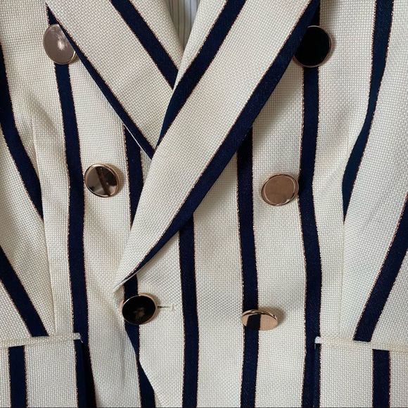 NEW VERONICA BEARD Empire Striped Double Breasted Style One-Button Dickey Jacket - Picture 5 of 10